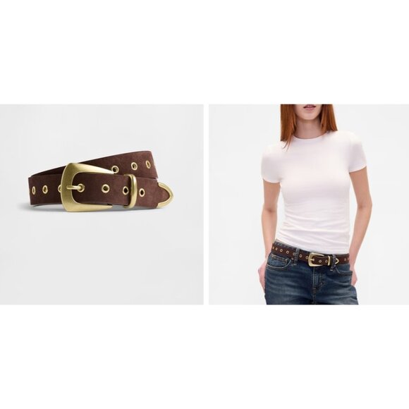 GAP Suede Leather Belt Women S Brown Grommets Preppy Grunge Indie Western Hippie main image 7